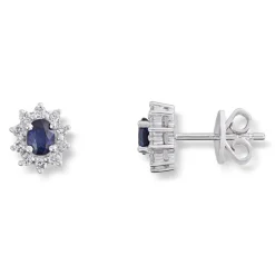 Diamonds by Frisenberg -Ørepynt i hvitt gull med safir og diamanter totalt 0,20 ct TW/SI