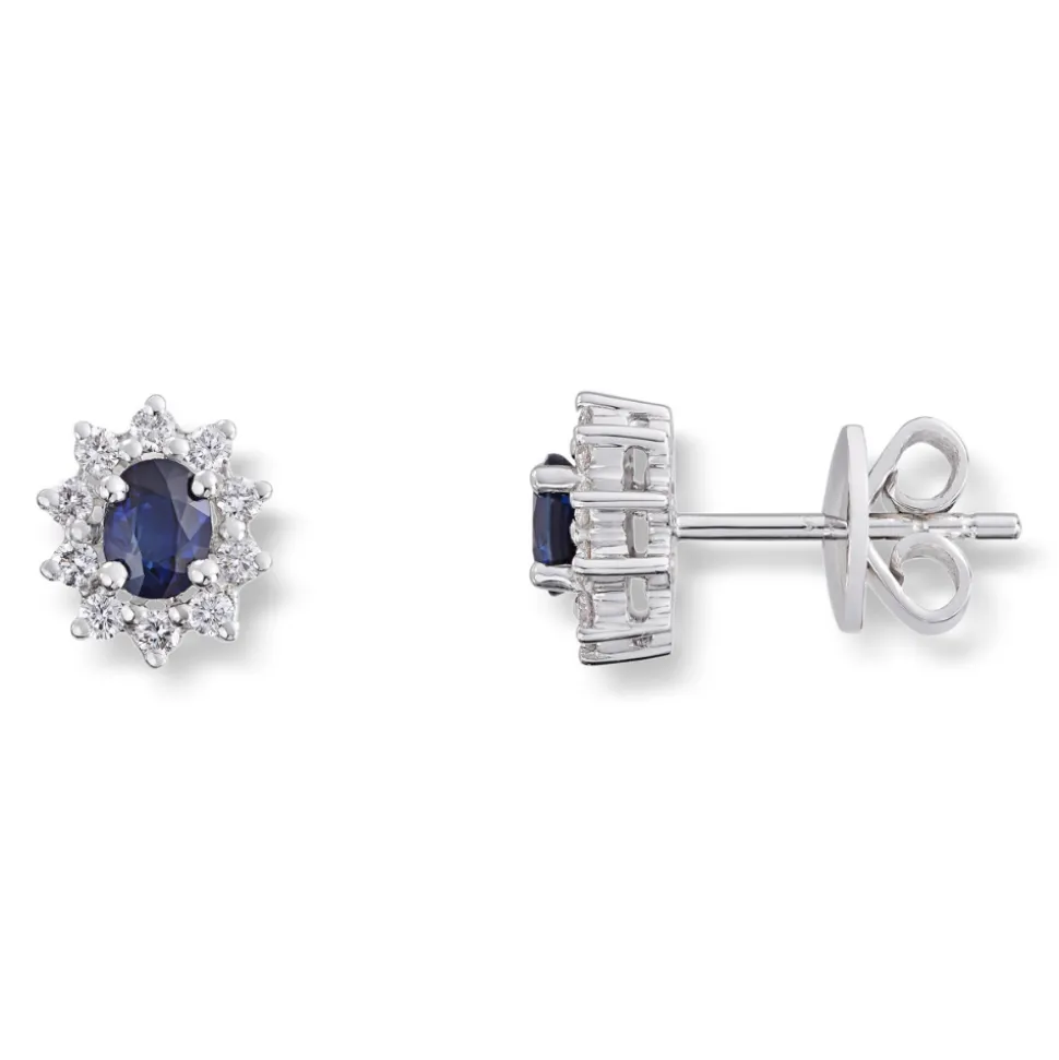 Diamonds by Frisenberg -Ørepynt i hvitt gull med safir og diamanter totalt 0,20 ct TW/SI