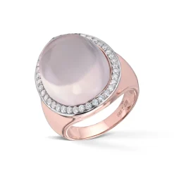 Diamonds by Frisenberg- Ring i rosegull med rosa kvarts sten