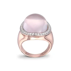 Diamonds by Frisenberg- Ring i rosegull med rosa kvarts sten
