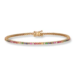 Diamonds by Frisenberg- Tennis armbånd i gult gull med fargede edelstener