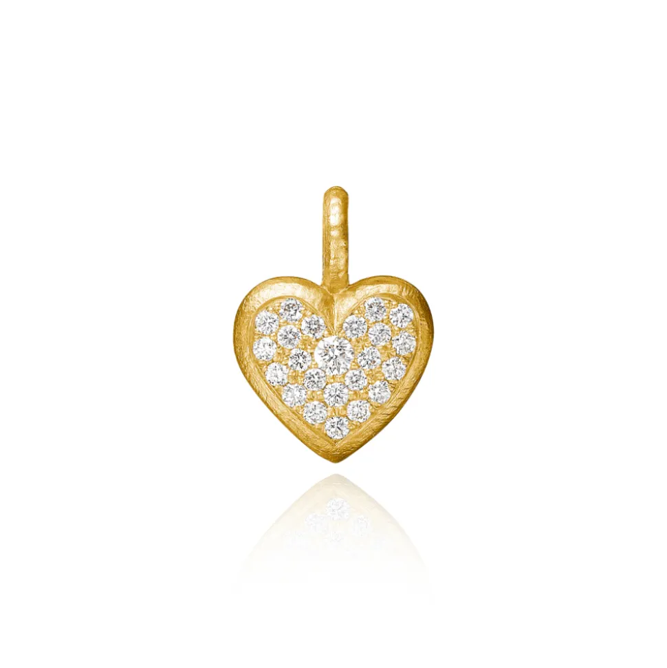 Dulong – Heart vedheng i 18k gult gull med diamanter