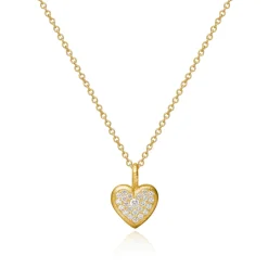 Dulong – Heart vedheng i 18k gult gull med diamanter