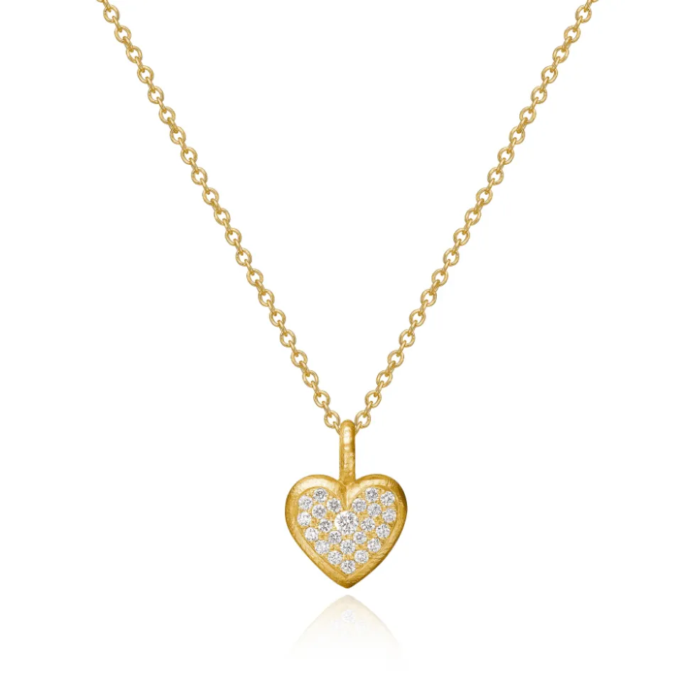 Dulong – Heart vedheng i 18k gult gull med diamanter