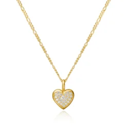 Dulong – Heart vedheng i 18k gult gull med diamanter