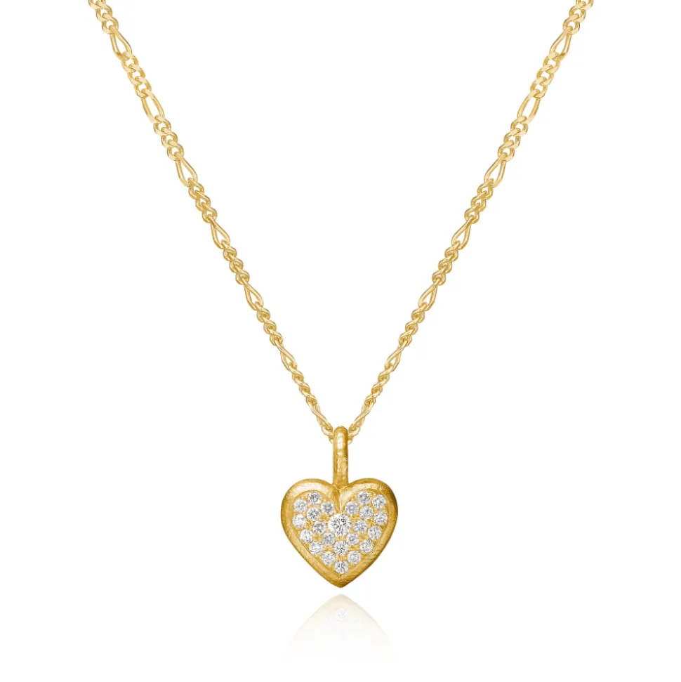 Dulong – Heart vedheng i 18k gult gull med diamanter
