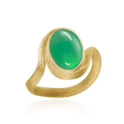 Dulong – Vega ring i 18k gult gull med Krysopras