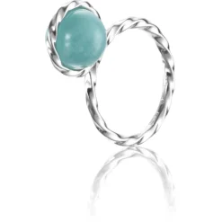 Efva Attling – Twisted orbit ring i sølv med amazonit