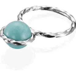 Efva Attling – Twisted orbit ring i sølv med amazonit