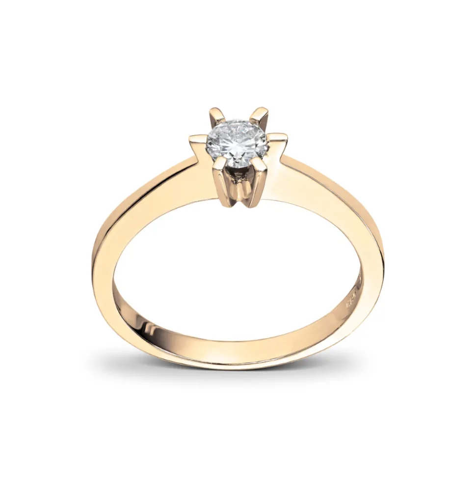 Enstensring i gult gull med 0,25 ct diamant