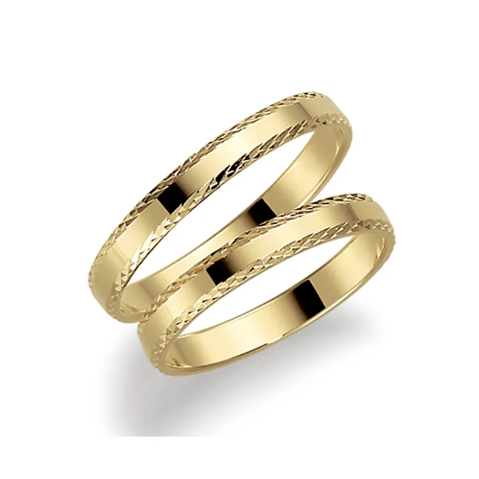 GD Forever – Gult gull-3 mm-Med diamantcut mønster- NB: pris pr stk.