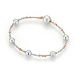 Gellner – Armbånd 18k rosègull – Akoya og sydhavsperler – Diamantperler