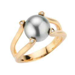 Gellner – Ring i rosè gull med Tahitiperle og diamanter
