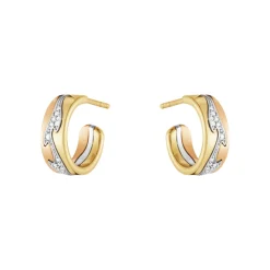 Georg Jensen – Fusion liten ørepynt i 18 k hvitt, gult og rosegull med diamanter