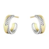 Georg Jensen – Fusion øreringer i gult og hvitt gull med pavédiamanter 0,18 ct