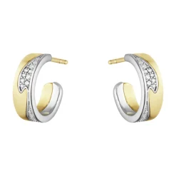Georg Jensen – Fusion øreringer i gult og hvitt gull med pavédiamanter 0,18 ct