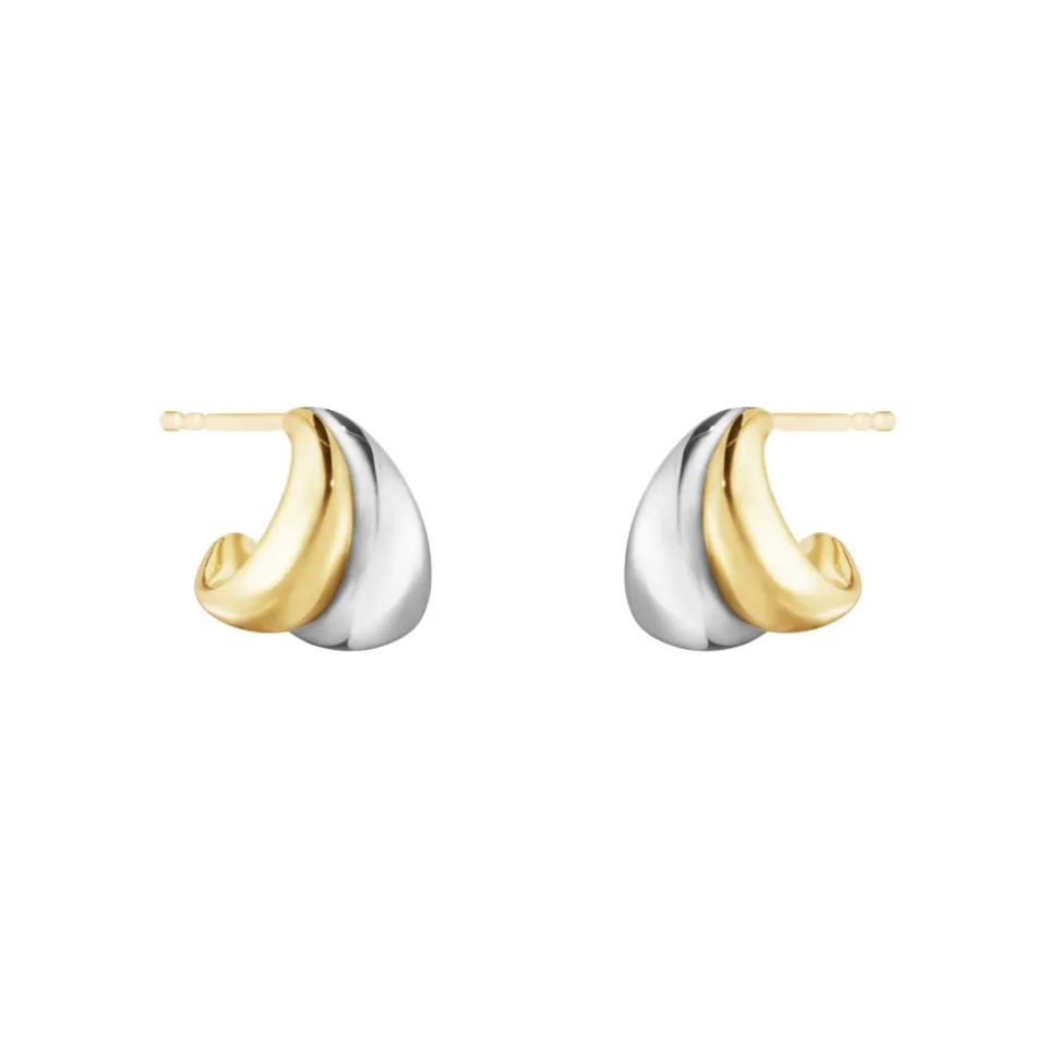 Georg Jensen – Curve små øreringer i sølv gult gull