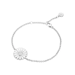 Georg Jensen – Daisy armlenke i sølv med hvit emalje