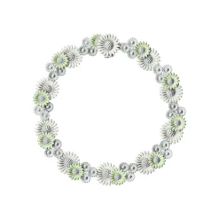 Georg Jensen – Daisy halssmykke – Sølv med grønn og hvit emalje