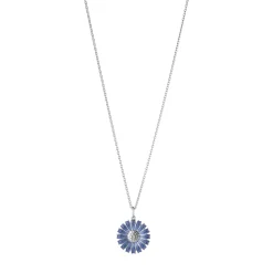 Georg Jensen – Daisy halssmykke i sølv med blå emalje – 18 mm