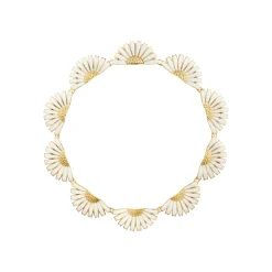 Georg Jensen – Daisy halssmykke i 18k forgylt sølv med hvit emalje – Half Flower