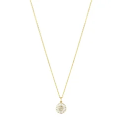 Georg Jensen – Daisy halssmykke i forgylt sølv med emalje og diamanter, liten