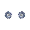 Georg Jensen – Daisy ørepynt i sølv med blå emalje – 11 mm