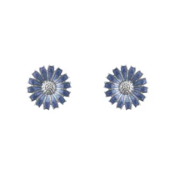 Georg Jensen – Daisy ørepynt i sølv med blå emalje – 11 mm