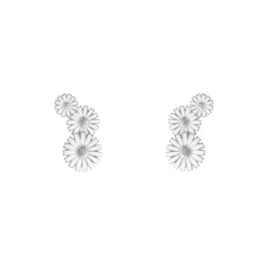 Georg Jensen – Daisy ørepynt med lagvise blomster – Sølv og hvit emalje