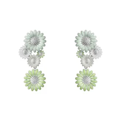 Georg Jensen – Daisy Ørepynt – Stor med heng – Grønn og hvit emalje