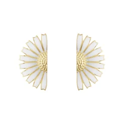 Georg Jensen – Daisy ørepynt i 18k forgylt sølv med hvit emalje – Half Flower