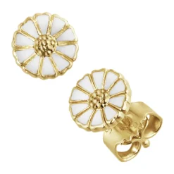 Georg Jensen – Daisy ørepynt i forgylt sølv med emalje, liten modell-7mm