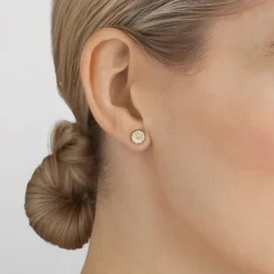 Georg Jensen – Daisy ørepynt i forgylt sølv med emalje, liten modell-7mm