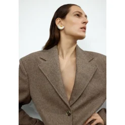 Georg Jensen – Daisy ørepynt i 18k forgylt sølv med hvit emalje – Half Flower