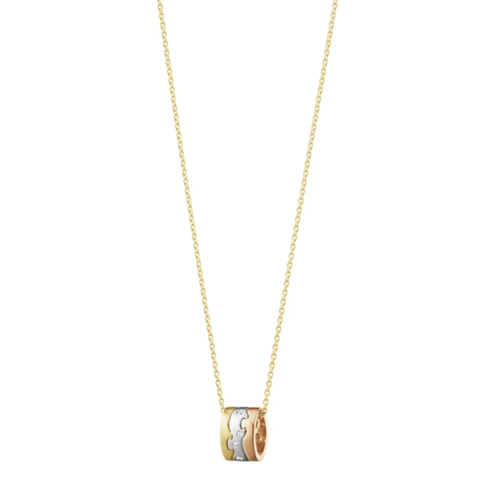 Georg Jensen – Fusion anheng i gult, hvitt og rosegull med totalt 0,05 ct diamanter