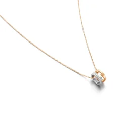 Georg Jensen – Fusion halssmykke med åpent anheng i 18k hvitt og rosegull med diamanter