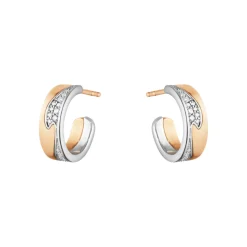 Georg Jensen – Fusion small – Ørepynt i 18k hvitt og rosegull med diamanter