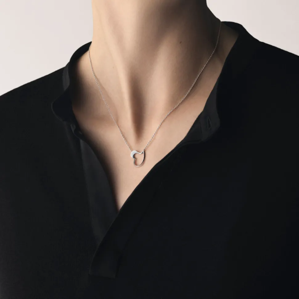 Georg Jensen – Love Leaf Heart halssmykke i sølv