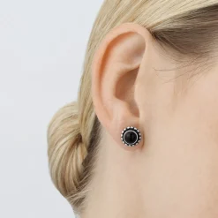Georg Jensen – Moonlight Blossom ørepynt i sølv med sort onyx
