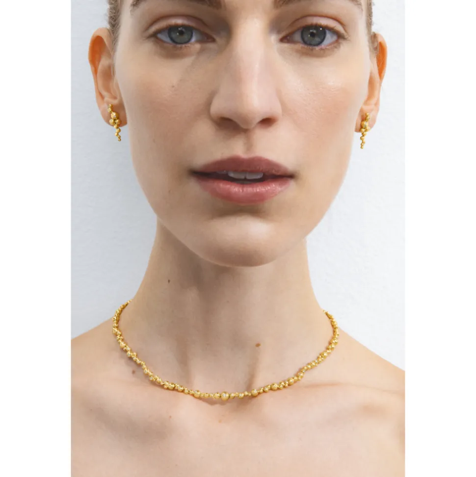 Georg Jensen – Moonlight Grapes ørepynt i 18k gult gull med diamanter