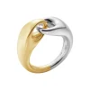 Georg Jensen – Reflect link ring i sølv og 18k gult gull – Stor