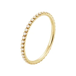 Georg Jensen – Signature collection diamantring i 18k gult gull – Smal Versjon