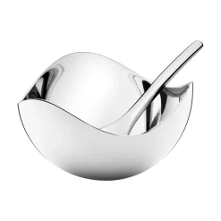 Georg Jensen -Bloom Salt Cellar & Spoon – Steainless Steel Mirror