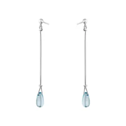 Georg Jensen Jewellery – Vivianna lang ørepynt i sølv med blå topas