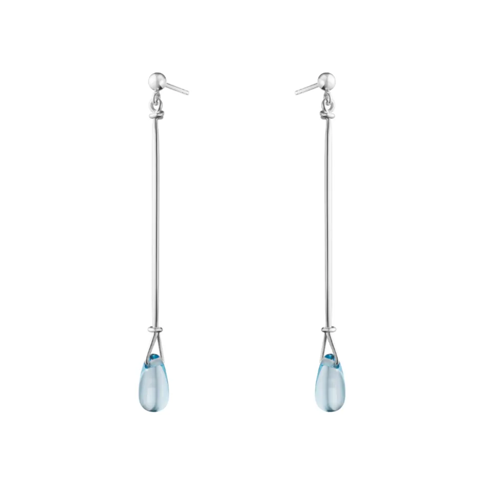 Georg Jensen Jewellery – Vivianna lang ørepynt i sølv med blå topas