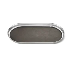 Georg Jensen-Serveringsbrett med brun skinn (løs-)-Manhattan-BY Georg Jensen Team