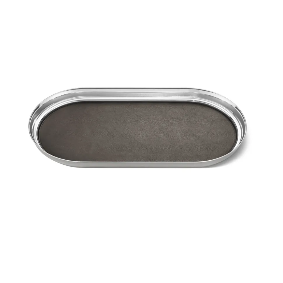 Georg Jensen-Serveringsbrett med brun skinn (løs-)-Manhattan-BY Georg Jensen Team