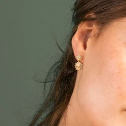 Glow by Gulldia – Belle ørepynt i forgyldt sølv med zirkonia, champagne