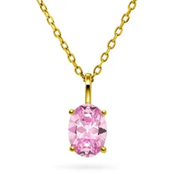 Glow by Gulldia – Cara halssmykke i forgylt sølv med rosa zirkonia