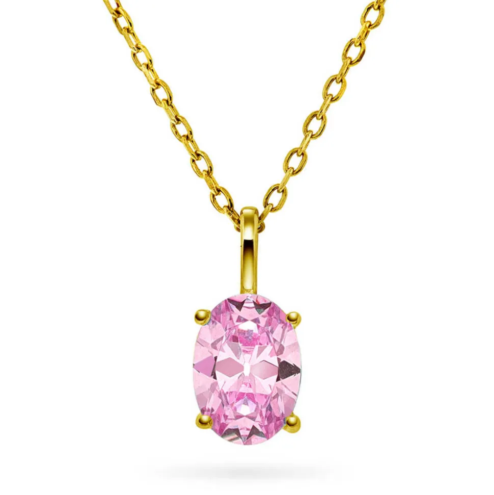 Glow by Gulldia – Cara halssmykke i forgylt sølv med rosa zirkonia